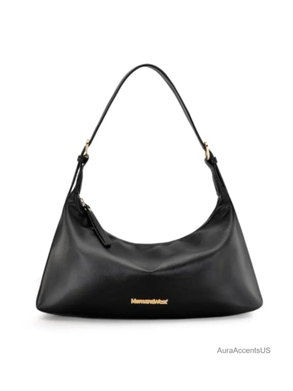 Medium Crescent Hobo Shoulder Bag Vegan Leather Adjustable Strap